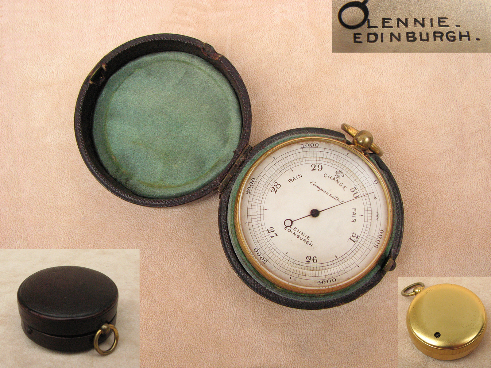 19th century pocket barometer signed LENNIE EDINBURGH